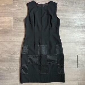 Vtg 90s Ann Taylor Little Black Dress Sleeveless Check Pattern Size 8